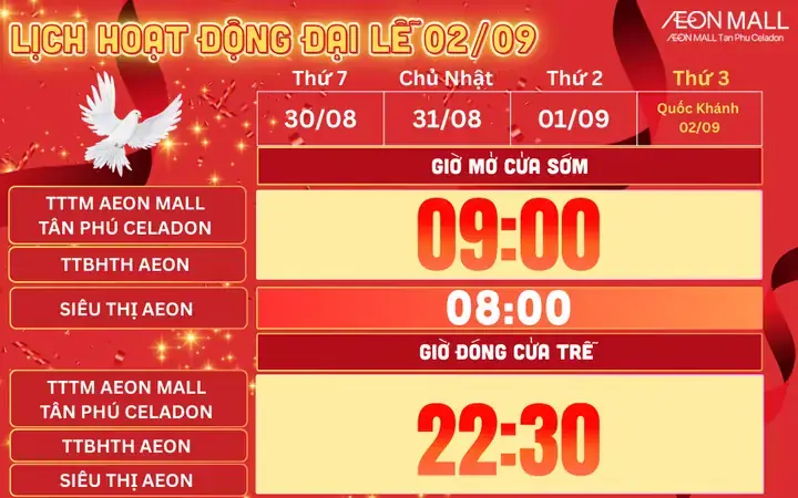 Cập Nhật Giờ Mở Cửa Aeon Mall Tân Phú Chi Tiết Theo Ngày Thường Và Cuối Tuần Cập Nhật Giờ Mở Cửa Aeon Mall Tân Phú Chi Tiết Theo Ngày Thường Và Cuối Tuần