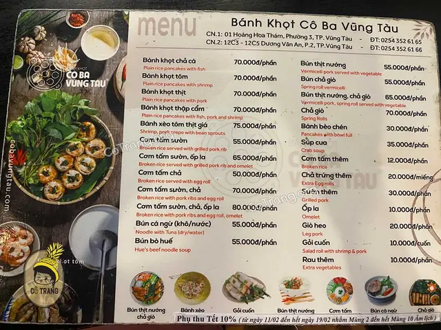 Khám Phá Bánh Khọt Cô Ba Vũng Tàu Ở Sài Gòn: Địa Chỉ Chi Nhánh, Thực Đơn Và Đánh Giá Thực Tế