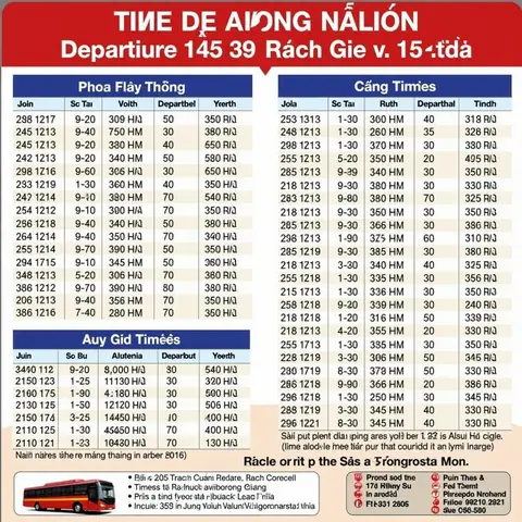 Cập Nhật Lịch Chạy Xe Phương Trang Rạch Giá Sài Gòn: Giờ Xe, Giá Vé & Địa Chỉ Bến